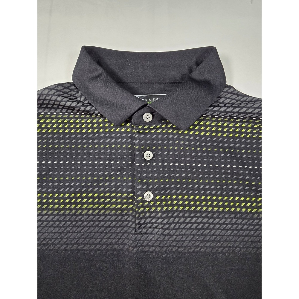PGA Tour Pro Series Mens Small Athletic Fit Golf Polo Shirt Black Lime Geometric